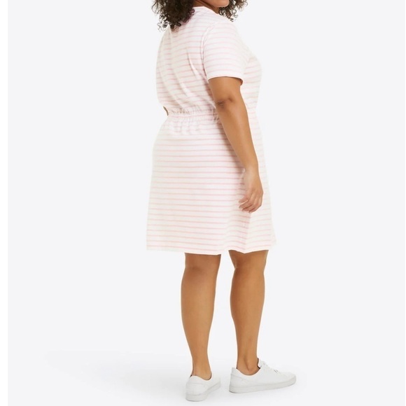Draper James Tie Waist T-Shirt Dress in Light Pink Mariner Stripe Size Medium - Picture 4 of 16